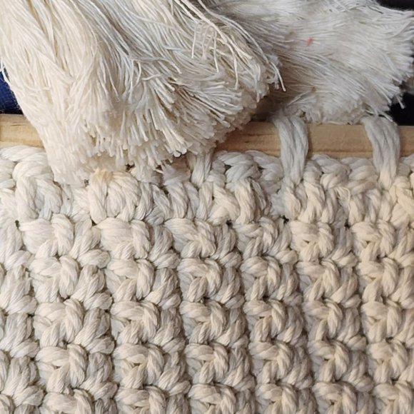 Cloud Island 13"x16" Multi Colored Rainbow Macrame Wall Art in Pink, Gray, Tan - Picture 12 of 13